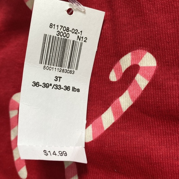 NWT Girls Old Navy Candy Cane 2 peice PJ set size 3T - Picture 4 of 5